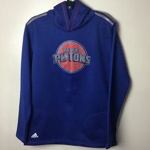 Detroit Pistons Adidas youth blue hooded sweatshirt. XL (18)